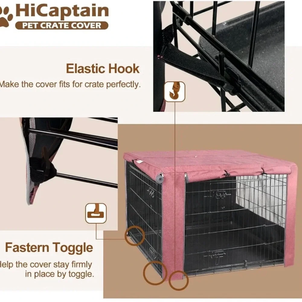 HiCaptain Durable Small Pink Dog Crate Cover - Crate not included